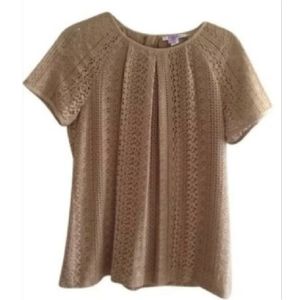 Banana Republic Tan Lace Short Sleeved Top